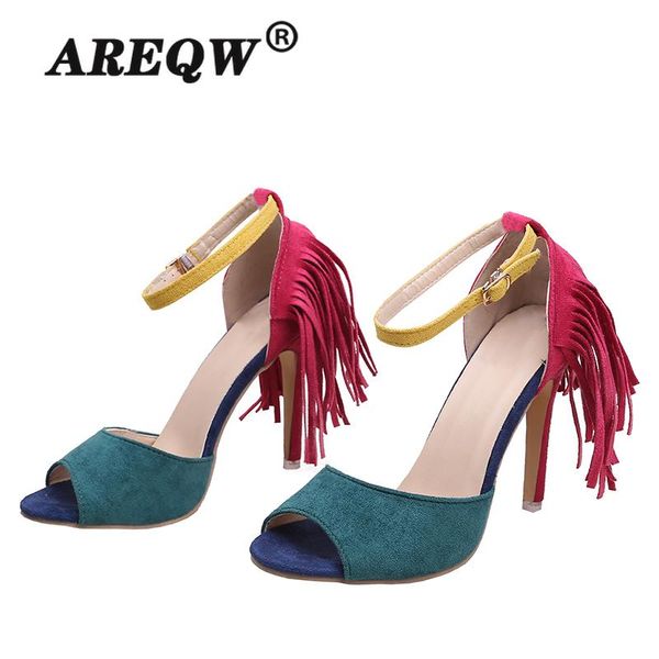 sandals 2021 woman fringe 10cm high heel peep toe red yellow green wedding party dance shoes, Black
sandals 2021 woman fringe 10cm high heel peep toe red yellow green wedding party dance shoes, Black