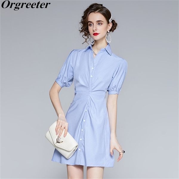 arrival simple solid blue shirt dress for women summer lapel single-breasted short sleeve folds plaid mini 210602, Black;gray
arrival simple solid blue shirt dress for women summer lapel single-breasted short sleeve folds plaid mini 210602, Black;gray