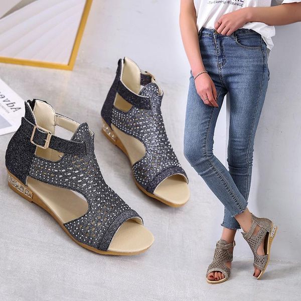 sandals women sandalia feminina casual rome summer shoes fashion rivet gladiator wedage mujer buckles, Black
sandals women sandalia feminina casual rome summer shoes fashion rivet gladiator wedage mujer buckles, Black