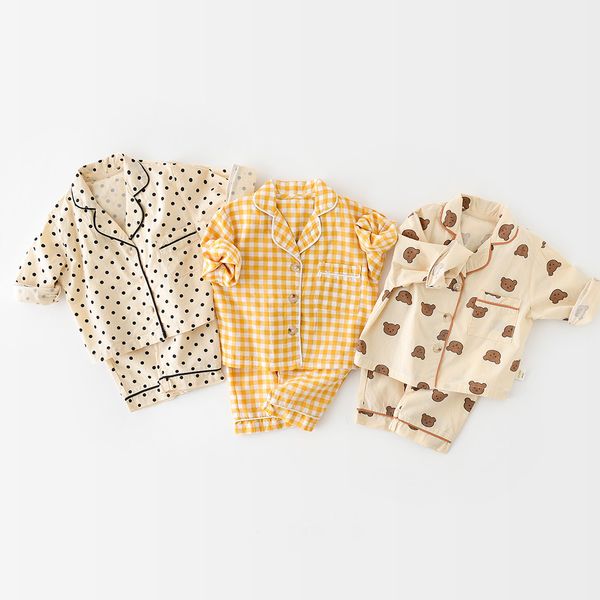 milancel 2021 new baby pajama set single breast boys sleeper wear baby indoors clothes 210312