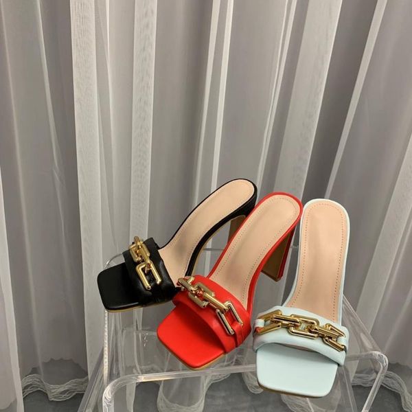 women high heels slippers open toe metal chain design ladies summer fashion sandals dress pumps party pumps slip on mules, Black
women high heels slippers open toe metal chain design ladies summer fashion sandals dress pumps party pumps slip on mules, Black
