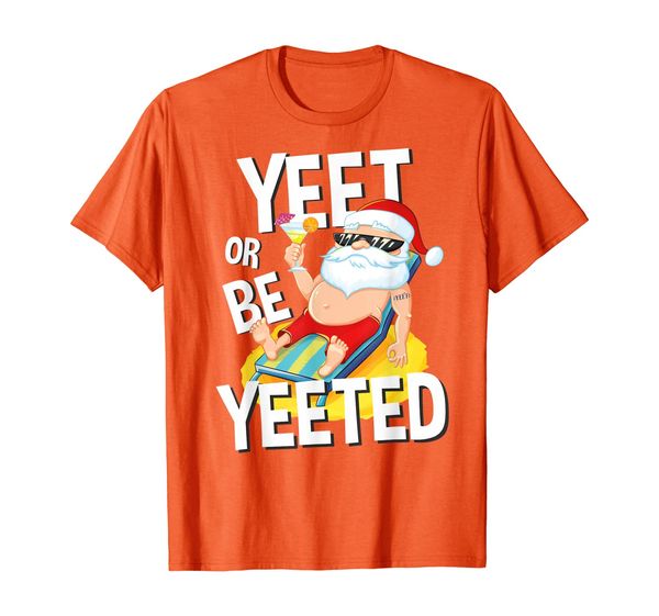 summer vacations santa circle game yeet or be yeeted t-shirt, White;black