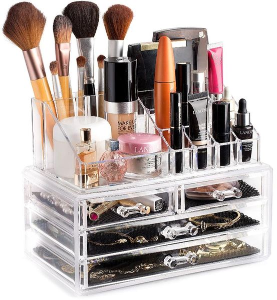 hooks & rails cosmetic storage organizer easily organize cosmetics, jewelry accessories bathroom counter or dresser clear design box
hooks & rails cosmetic storage organizer easily organize cosmetics, jewelry accessories bathroom counter or dresser clear design box