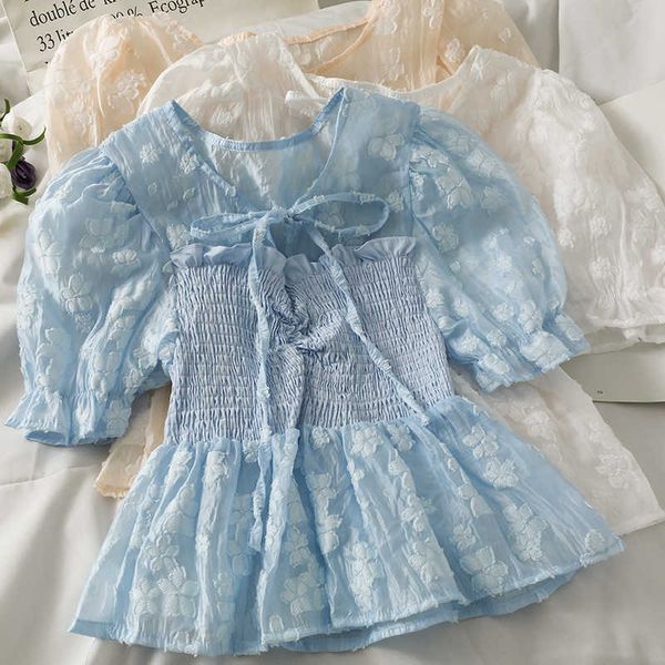 sweet fairy pleated silm waist blouses for women summer elegant fungus design bandage shirts bow puff sleeve woman 210525, White
sweet fairy pleated silm waist blouses for women summer elegant fungus design bandage shirts bow puff sleeve woman 210525, White