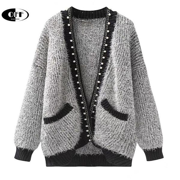 women's knits & tees off korean fashion beading knitted cardigan jacket loose oversized autumn winter women coats long sleeve vintage s, White
women's knits & tees off korean fashion beading knitted cardigan jacket loose oversized autumn winter women coats long sleeve vintage s, White