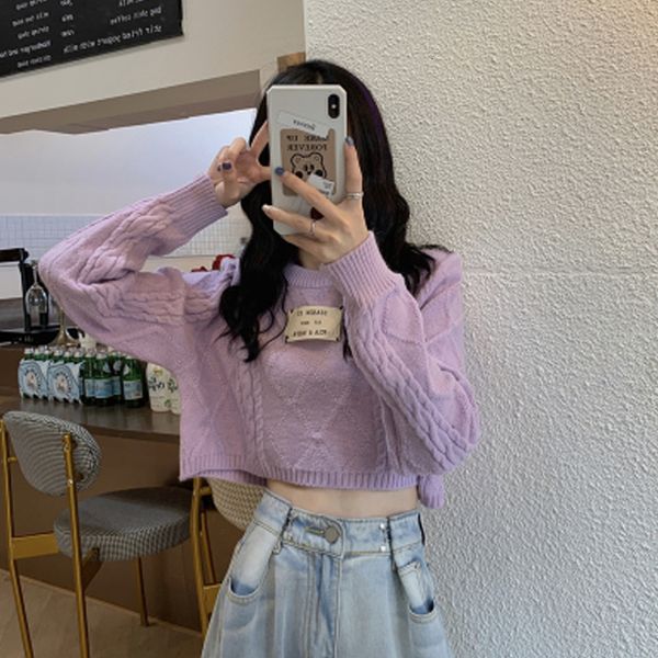 2021 autumn short lazy korean fashion long sleeve printed solid color women's knitted sweater upper torsion winter clothes a52l, White;black
2021 autumn short lazy korean fashion long sleeve printed solid color women's knitted sweater upper torsion winter clothes a52l, White;black
