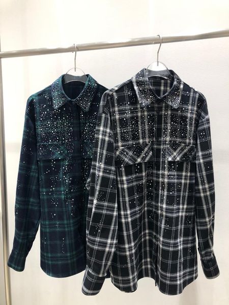 women's jackets 2021 ladies fashion long sleeve lapel rhinestone check shirt jacket 0114, Black;brown
women's jackets 2021 ladies fashion long sleeve lapel rhinestone check shirt jacket 0114, Black;brown