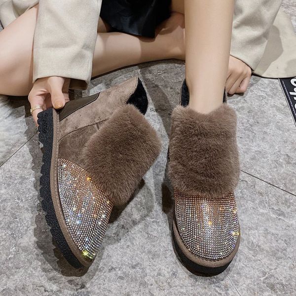 2021 new bling crystal winter snow women soft faux fur flat ankle boots woman warm long plush shoes ladies 4bl4, Black
2021 new bling crystal winter snow women soft faux fur flat ankle boots woman warm long plush shoes ladies 4bl4, Black
