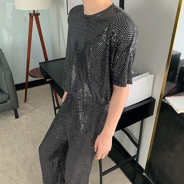 men's tracksuits dot suit polka short sleeve men 2 pcs sets (t-shirt+pant) streetwear fashion hip hop sequins t-shirt custom made stage, Gray
men's tracksuits dot suit polka short sleeve men 2 pcs sets (t-shirt+pant) streetwear fashion hip hop sequins t-shirt custom made stage, Gray