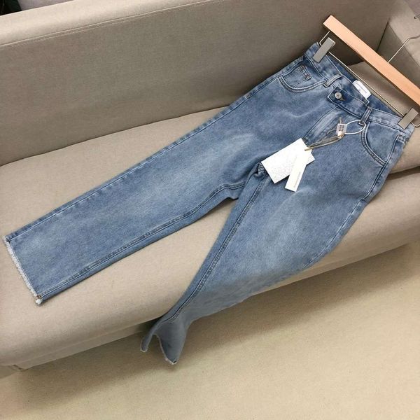 ms. leg perforated version or optional thin denim capris summer style, Blue