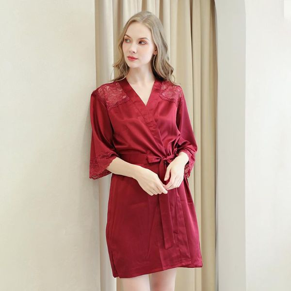 women's silk lace ningtgown short satin kimono robes with oblique v-neck bridesmaid wedding party sleep dressing gown s-xl, Black;red
women's silk lace ningtgown short satin kimono robes with oblique v-neck bridesmaid wedding party sleep dressing gown s-xl, Black;red