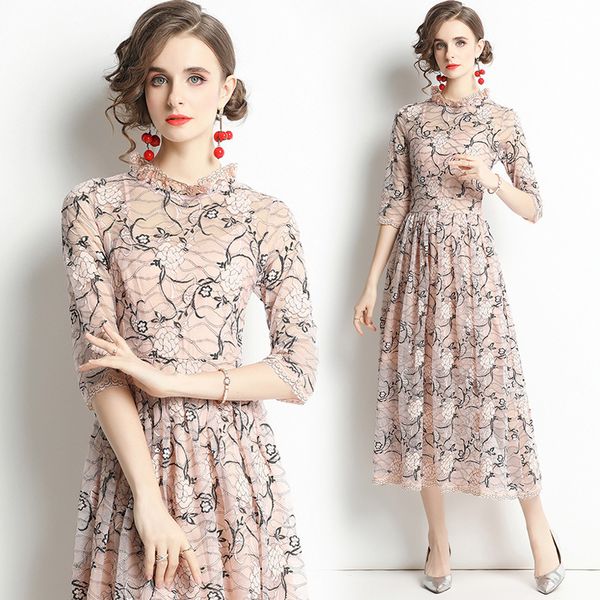 middle aged women's skirt ziqiu fashion age reduction foreign style lace dress long high-end temperament large, Black;gray
middle aged women's skirt ziqiu fashion age reduction foreign style lace dress long high-end temperament large, Black;gray