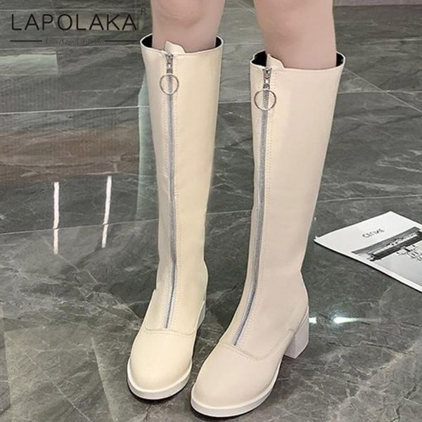 boots lapolaka 2021 fashion square heels concise shoes lady woman platform zip up comfortable knee high female, Black
boots lapolaka 2021 fashion square heels concise shoes lady woman platform zip up comfortable knee high female, Black