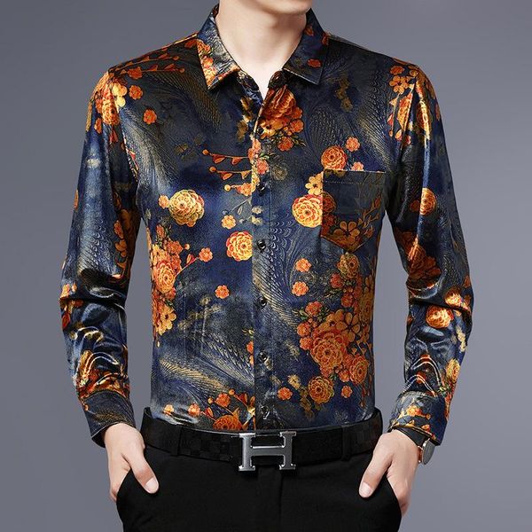 men's casual shirts gold velvet soft silky comfortable fashion long sleeve shirt men spring 2022 quality floral pattern print chemise h, White;black
men's casual shirts gold velvet soft silky comfortable fashion long sleeve shirt men spring 2022 quality floral pattern print chemise h, White;black