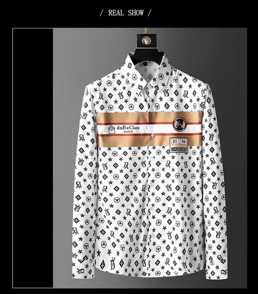 men's casual shirts long-sleeved printed shirt fashion trend all-match non-iron slim-fitting khaki, White;black
men's casual shirts long-sleeved printed shirt fashion trend all-match non-iron slim-fitting khaki, White;black