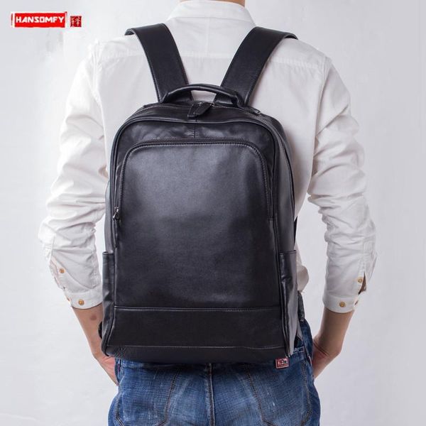 backpack soft black leather men's casual school bag business travel backpacks large capacity computer bags head layer cowhide
backpack soft black leather men's casual school bag business travel backpacks large capacity computer bags head layer cowhide