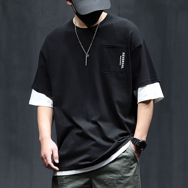 mens fashion panelled t-shirts loose seasons casual solid crew neck breathable summer tee male ins street clothing, White;black
mens fashion panelled t-shirts loose seasons casual solid crew neck breathable summer tee male ins street clothing, White;black