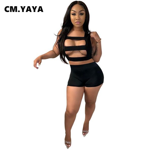 women's tracksuits cm.yaya women set solid sleeveless squarter collar hole crop mini shorts two 2 piece sets fashion outfit summer, Gray
women's tracksuits cm.yaya women set solid sleeveless squarter collar hole crop mini shorts two 2 piece sets fashion outfit summer, Gray