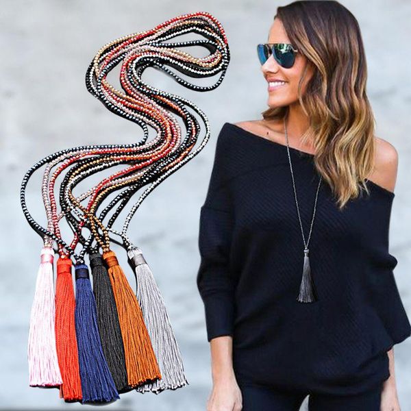 pendant necklaces crystals beaded tassel necklace long sweater chain statement jewelry for women, Silver
pendant necklaces crystals beaded tassel necklace long sweater chain statement jewelry for women, Silver