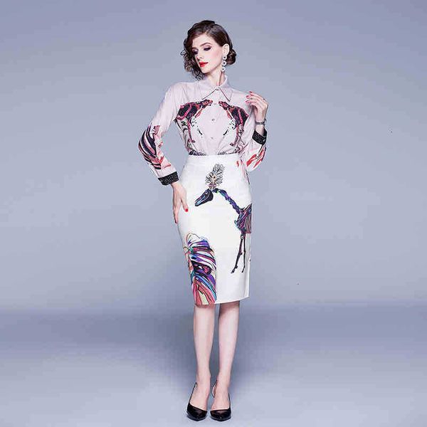 two piece dress summer autumn fashion suits women's elegant printed shirt blouse and vintage cartoon knee length skirt 2 piec jia9, White
two piece dress summer autumn fashion suits women's elegant printed shirt blouse and vintage cartoon knee length skirt 2 piec jia9, White