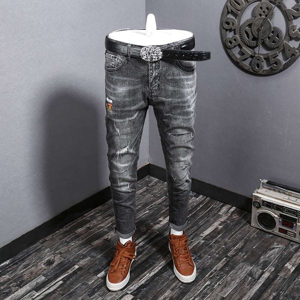 spring and autumn black grey slim small straight jeans men's elastic brand long pants fashion youth versatile, Blue
spring and autumn black grey slim small straight jeans men's elastic brand long pants fashion youth versatile, Blue