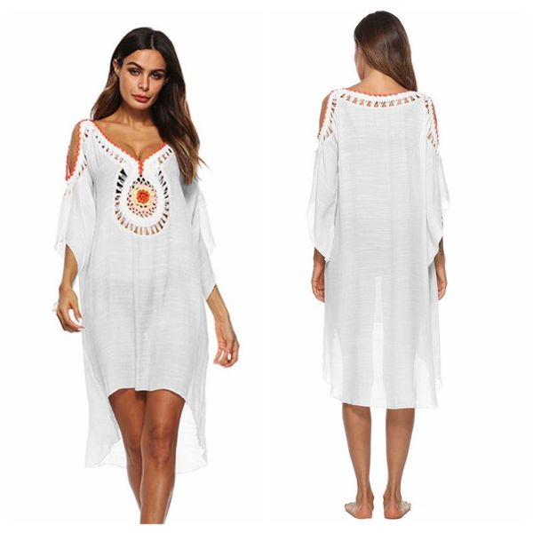 women's swimwear 2021 bikini cover-ups rayon embroidery hollow beach dress kaftan tunics swimsuit cover up sarong saidas pareo robe de, White;black
women's swimwear 2021 bikini cover-ups rayon embroidery hollow beach dress kaftan tunics swimsuit cover up sarong saidas pareo robe de, White;black