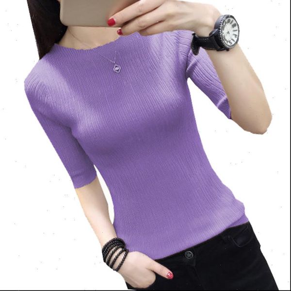 korean style women summer sweater womens round neck half sleeve sweater slim korean wind elastic sweat plus size zy3230, White;black
korean style women summer sweater womens round neck half sleeve sweater slim korean wind elastic sweat plus size zy3230, White;black