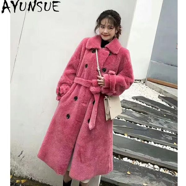 women's fur & faux ayunsue winter jacket women 2021 real wool coat female elegant sheep shearling jackets clothing casaco feminino gxy5, Black
women's fur & faux ayunsue winter jacket women 2021 real wool coat female elegant sheep shearling jackets clothing casaco feminino gxy5, Black