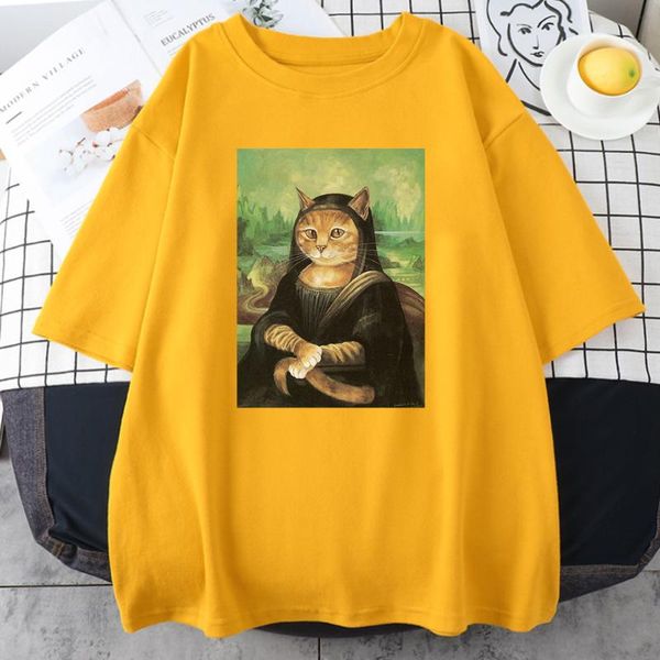 women's t-shirt da vinci mona lisa funny cat painting print t-shirts summer large size clothing o-neck t shirt breathable tshirt, White
women's t-shirt da vinci mona lisa funny cat painting print t-shirts summer large size clothing o-neck t shirt breathable tshirt, White