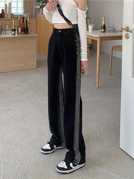 women's jeans denim pants black straight spring and autumn 2021 design high waist loose wide leg, Blue
women's jeans denim pants black straight spring and autumn 2021 design high waist loose wide leg, Blue