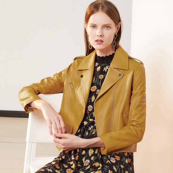 women's leather & faux autumn genuine women spring real jacket sheepskin coat motorcycle yellow chaqueta cuero mujer jtzq02207, Black
women's leather & faux autumn genuine women spring real jacket sheepskin coat motorcycle yellow chaqueta cuero mujer jtzq02207, Black
