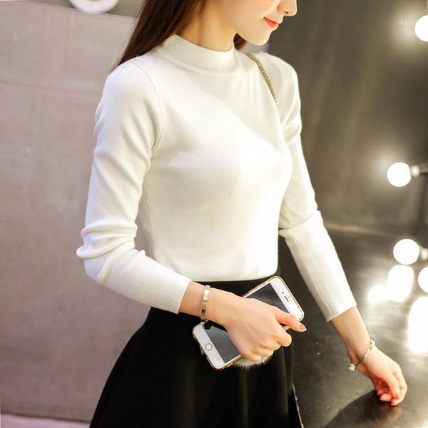 women's sweaters suit thicker korean version half-high collar slim knitted sweater autumn and winter long sleeve pullover bottom, White;black
women's sweaters suit thicker korean version half-high collar slim knitted sweater autumn and winter long sleeve pullover bottom, White;black