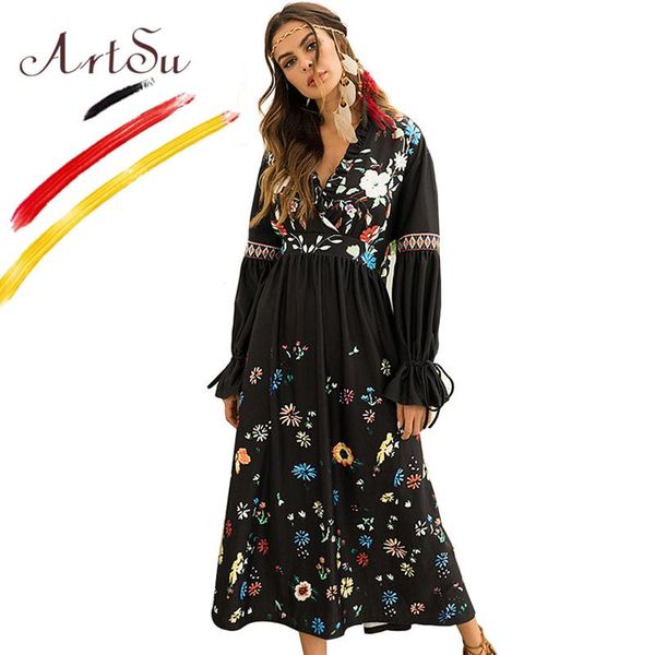 casual dresses vintage black long sleeve floral print maxi dress women ruffle v-neck boho beach autumn robe femme 2021, Black;gray
casual dresses vintage black long sleeve floral print maxi dress women ruffle v-neck boho beach autumn robe femme 2021, Black;gray