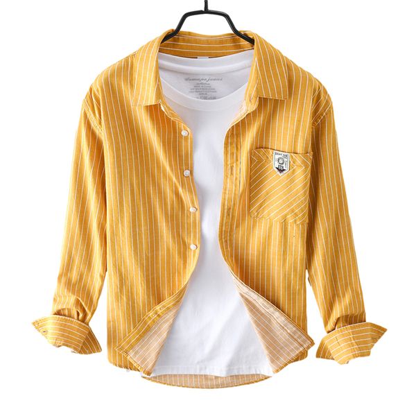 2021 new long sleeves for casual man striped vintage cotton sheer turn-down male collar unique breasted d6nl, White
2021 new long sleeves for casual man striped vintage cotton sheer turn-down male collar unique breasted d6nl, White