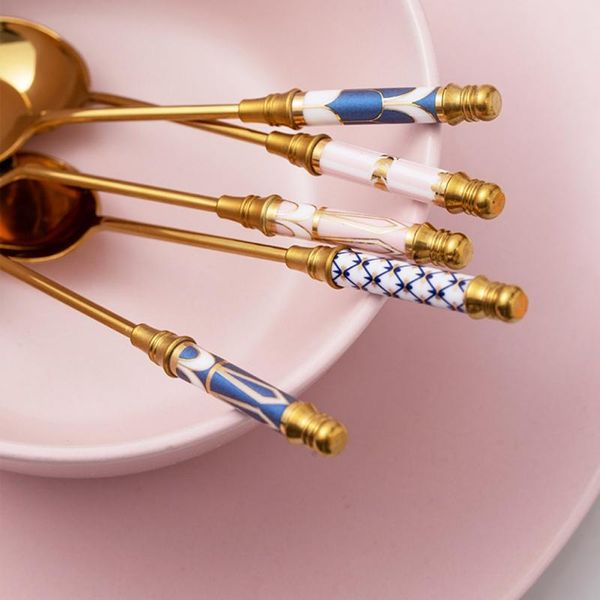 spoons 1pcs stainless steel coffee spoon ceramic long handle stirring gold-plated dessert spoon-
spoons 1pcs stainless steel coffee spoon ceramic long handle stirring gold-plated dessert spoon-