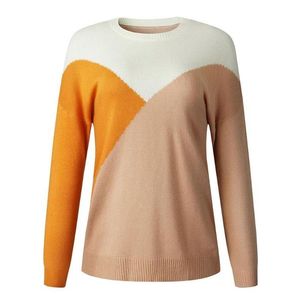 crewneck knitted sweater color block contrast blue orange design europe america round o neck pullover woman female clothing, White;black
crewneck knitted sweater color block contrast blue orange design europe america round o neck pullover woman female clothing, White;black