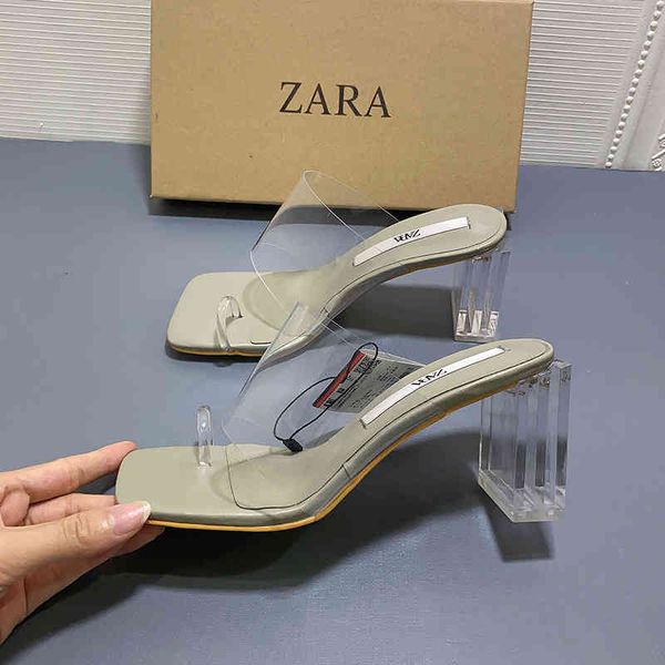 slippers za summer fashion sandals square head designer shoes with transparent pvc high-heeled sandal crystal heel eq, Black
slippers za summer fashion sandals square head designer shoes with transparent pvc high-heeled sandal crystal heel eq, Black