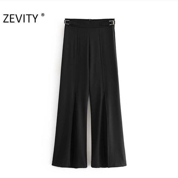 zevity women buckle decoration black split wide leg pants femme back zipper casual slim trousers office wear chic pants p915 210603, Black;white
zevity women buckle decoration black split wide leg pants femme back zipper casual slim trousers office wear chic pants p915 210603, Black;white
