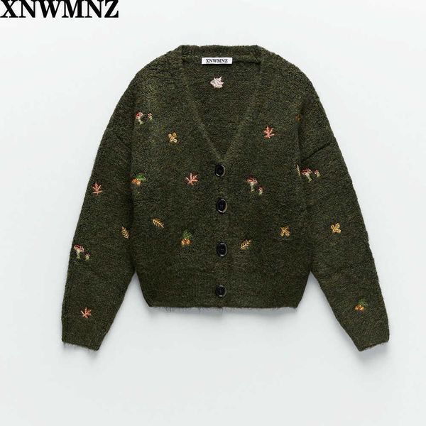 xnwmnz za women vintage knit cardigan with embroidery long sleeves v-neck ribbed trims cardigan female elegant sweater outerwear 210714, White;black
xnwmnz za women vintage knit cardigan with embroidery long sleeves v-neck ribbed trims cardigan female elegant sweater outerwear 210714, White;black