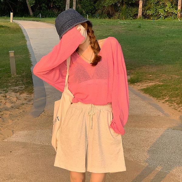 women's pants & capris sunscreen shirt thin v-neck long sleeve t-shirt summer 2021 korean loose and casual top, Black;white
women's pants & capris sunscreen shirt thin v-neck long sleeve t-shirt summer 2021 korean loose and casual top, Black;white