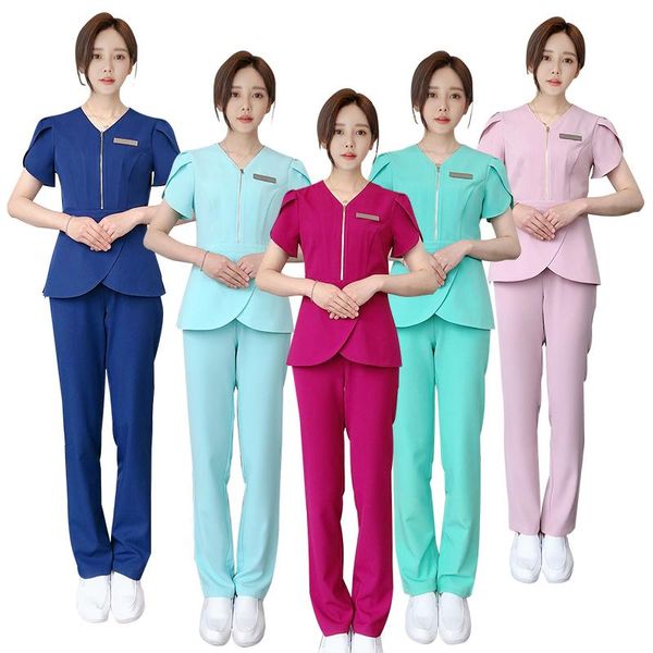 women's two piece pants uniforme da lavoro per salone di bellezza donna scollo a v spa abbigliamento uniformi ospedale set, White
women's two piece pants uniforme da lavoro per salone di bellezza donna scollo a v spa abbigliamento uniformi ospedale set, White
