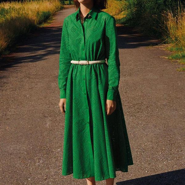 casual dresses spring runway style hollow long-sleeved single-breasted belt self-cultivation temperament mid-length shirt dress, Black;gray
casual dresses spring runway style hollow long-sleeved single-breasted belt self-cultivation temperament mid-length shirt dress, Black;gray