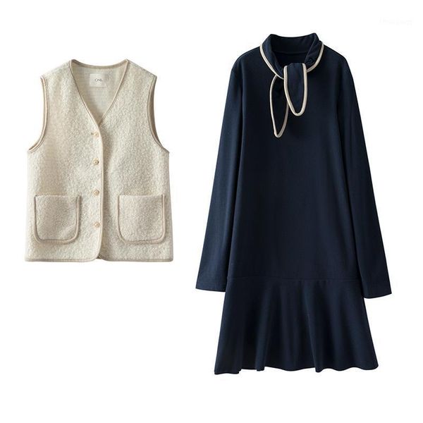 women's tracksuits sigrid spring autumn women sets long sleeve o neck slim knitted dress v woolen vest fashion suit two piece set n03, Gray
women's tracksuits sigrid spring autumn women sets long sleeve o neck slim knitted dress v woolen vest fashion suit two piece set n03, Gray
