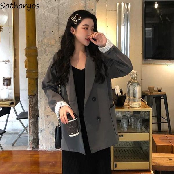 women's suits & blazers double breasted women solid all-match european style loose fashion leisure streetwear harajuku spliced chic ulz, White;black
women's suits & blazers double breasted women solid all-match european style loose fashion leisure streetwear harajuku spliced chic ulz, White;black
