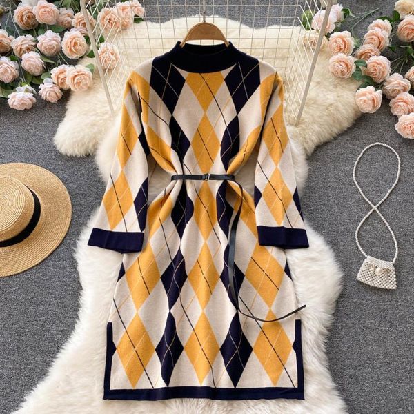 casual dresses autumn and winter sweater dress women fashion o-neck three quarter sleeve geometric pattern loose waist knitted pullover, Black;gray
casual dresses autumn and winter sweater dress women fashion o-neck three quarter sleeve geometric pattern loose waist knitted pullover, Black;gray