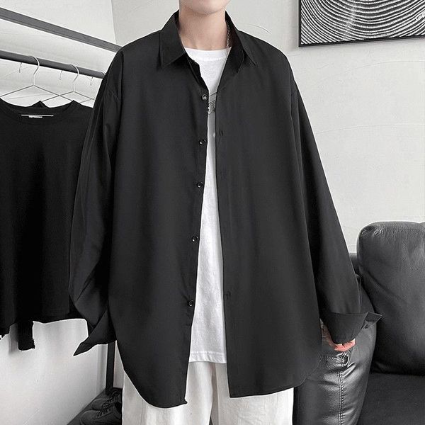 men's casual shirts long sleeve shirt male spring summer feeling drape ice silk sunscreen coat loose plus size black white clothes, White;black
men's casual shirts long sleeve shirt male spring summer feeling drape ice silk sunscreen coat loose plus size black white clothes, White;black