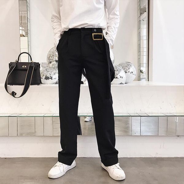 men's pants shengyujin m~xxl loose straight small trousers trend personality single shoulder tide, Black
men's pants shengyujin m~xxl loose straight small trousers trend personality single shoulder tide, Black