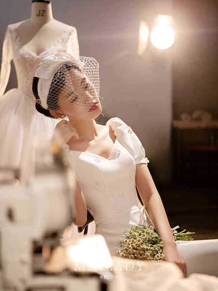 luxury street style dresses satin light wedding 2021 style of qidi simple korean small going out toasting bride, Black;pink
luxury street style dresses satin light wedding 2021 style of qidi simple korean small going out toasting bride, Black;pink