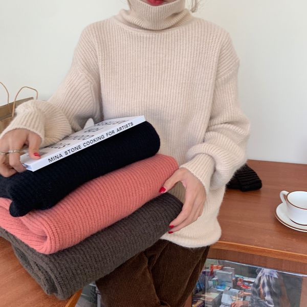 2021 new women turtleneck knitted pullovers winter casual female solid color loose sweater korean style ladies knitwear g36u, White;black
2021 new women turtleneck knitted pullovers winter casual female solid color loose sweater korean style ladies knitwear g36u, White;black