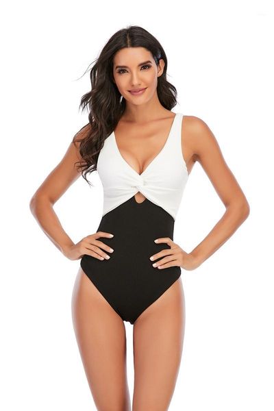 women's contrast color swimsuit, classic sleeveless v-neck bodysuit, backless high waist swimming suit swimwear, White;black
women's contrast color swimsuit, classic sleeveless v-neck bodysuit, backless high waist swimming suit swimwear, White;black